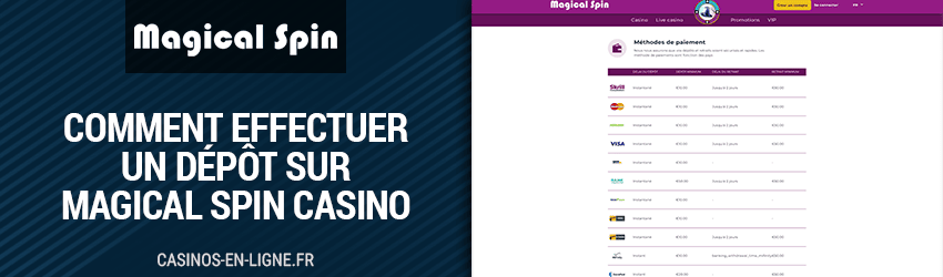 deposer de l'argent sur magical spin casino