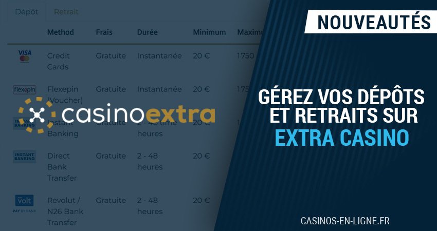 dépôts et retrait sur extra casino