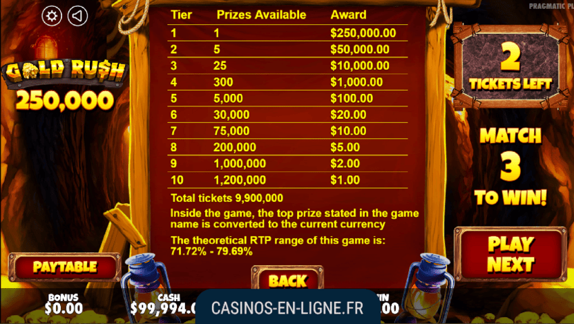 gold rush scratchcard screenshot 2