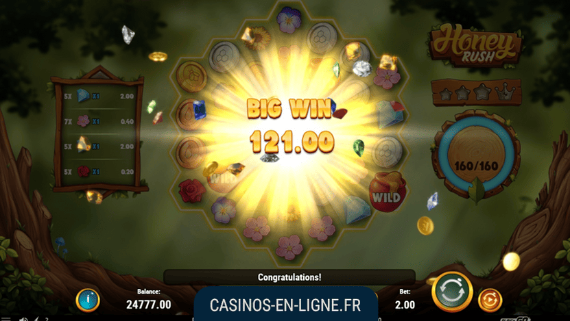 gros gains sur la machine a sous honey rush