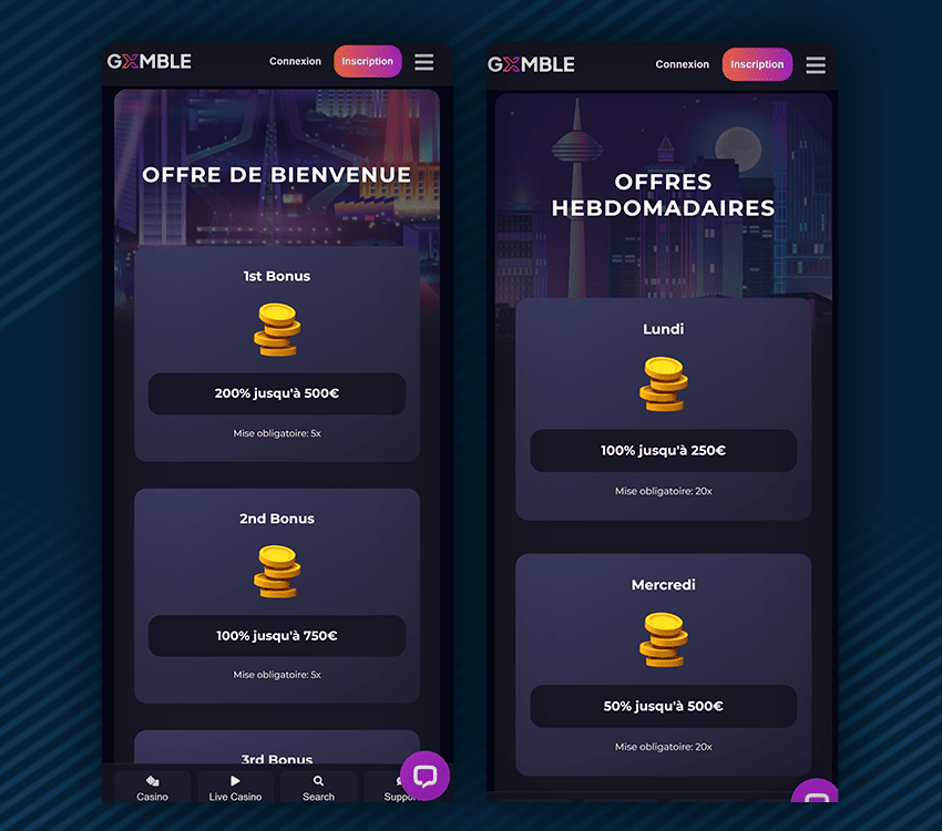 autres bonus gxmble casino