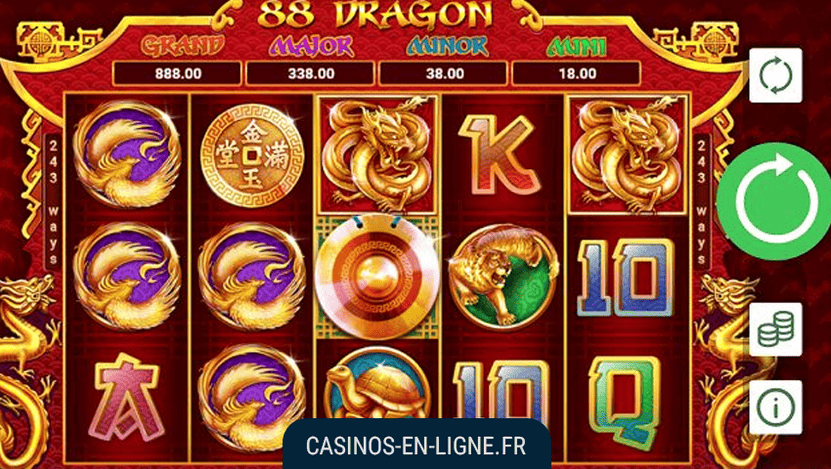 interface du jeu 88 dragon