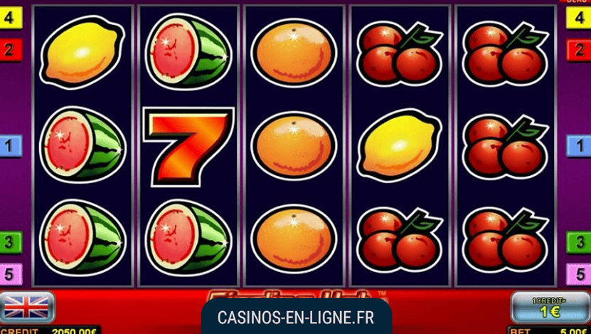 interface du jeu sizzling hot