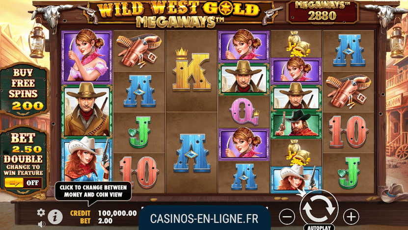 interface du jeu wild west gold