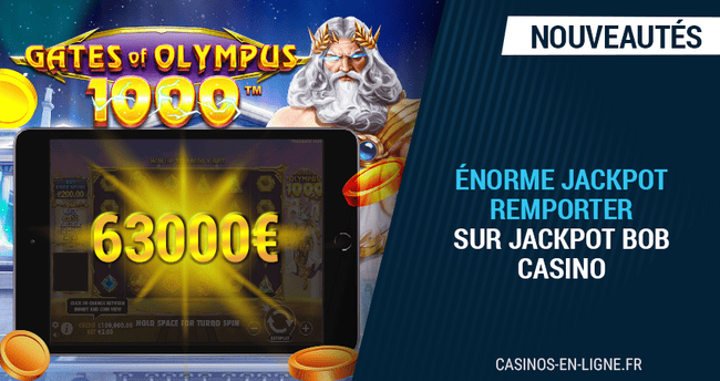 un joueur obtient 63000€ en s'amusant sur jackpot bob casino