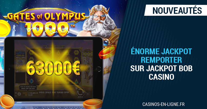 un joueur obtient 63000€ en s'amusant sur jackpot bob casino