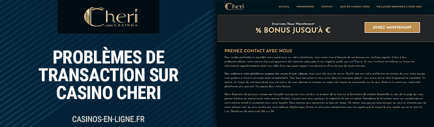 probleme de transaction sur cheri casino