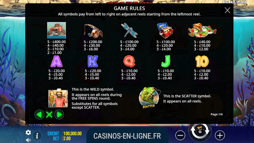 règle du jeu de big bass splash