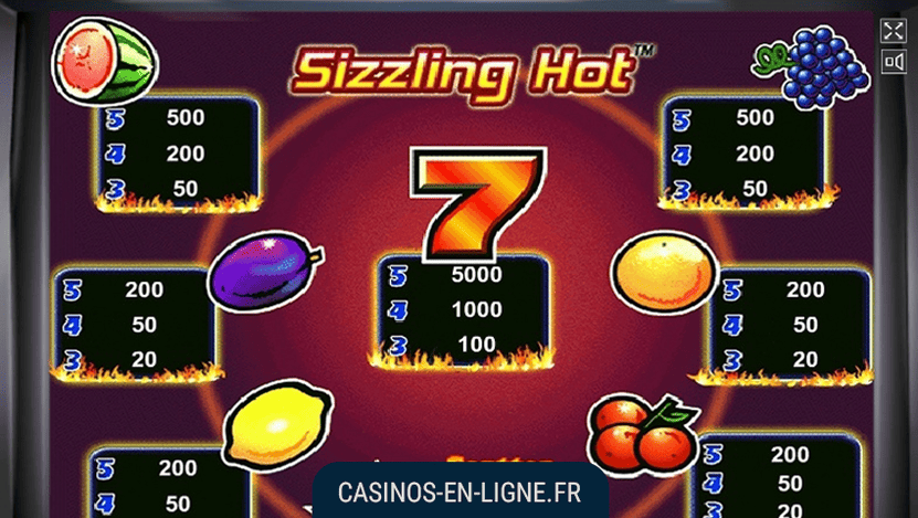 regle du jeu sizzling hot