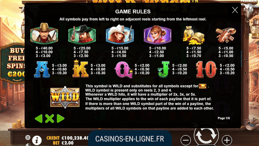 regle du jeu wild west gold