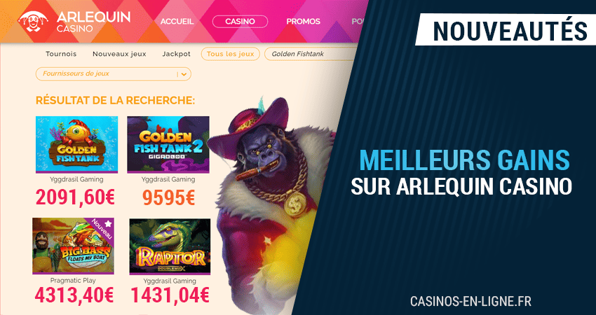 zoom sur les gagnants de la semaine sur arlequin casino