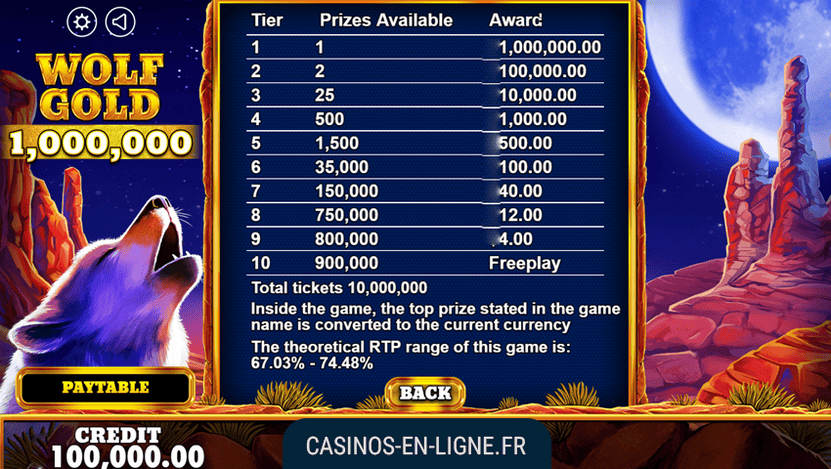 wolf gold scratchcard screenshot 2